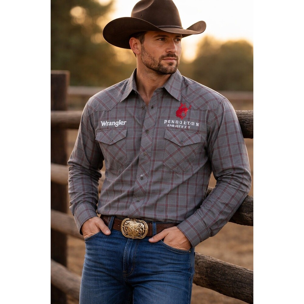 Wrangler Pendleton Whisky Let’er Buck Western Shirt Plaid 2XLT Tall Snap Cotton